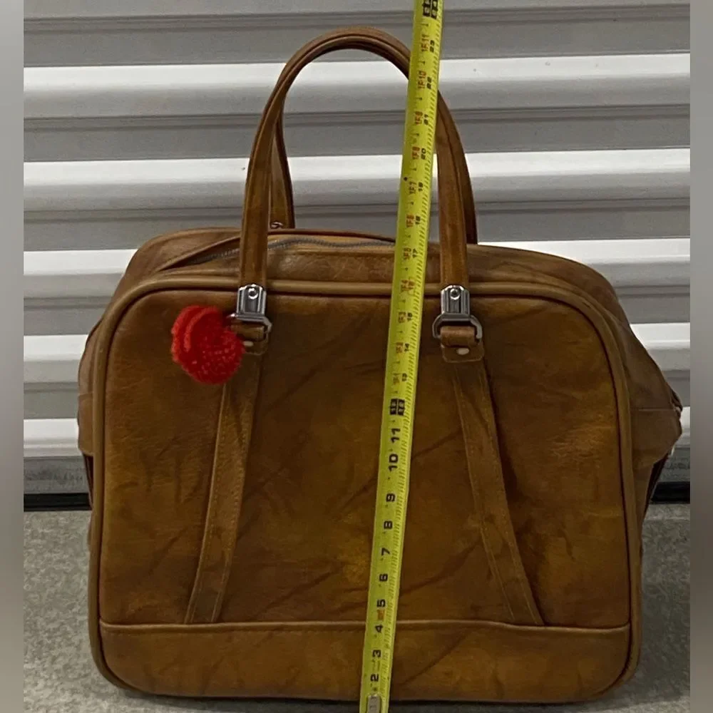 VTG, American Tourister Classic Brown Leather Travel Bag Unisex